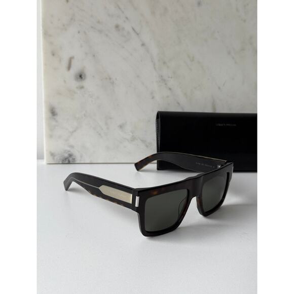 NEW Saint Laurent SL628 Flat Top Sunglasses in Havana Brown - Picture 3 of 10